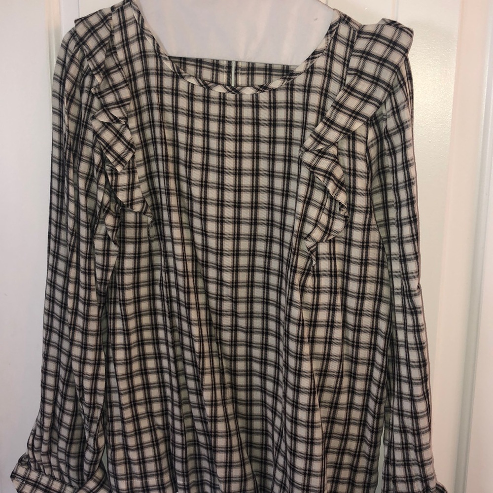 Plaid fall ruffle top